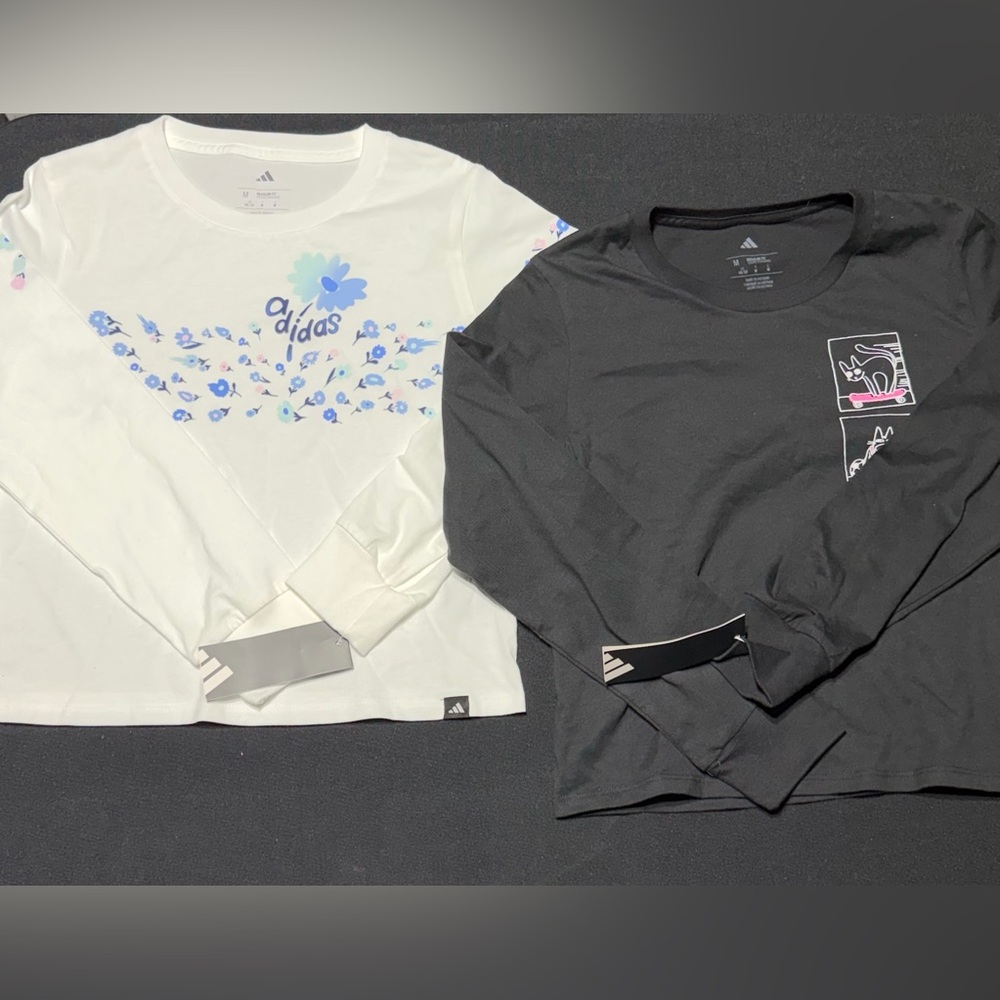 Girls Adidas Lot of 2 Long Sleeve T-Shirts Size 10/12